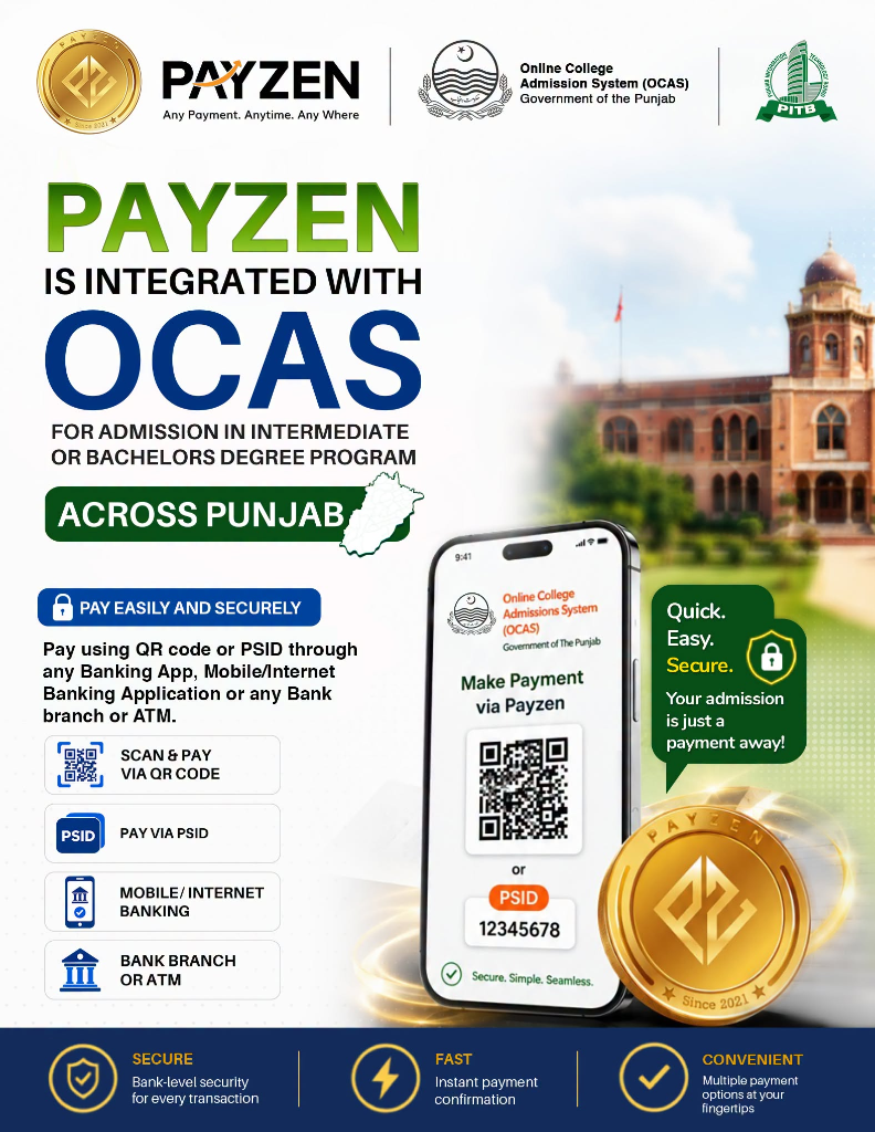 OCAS and PayZen Integration for Online College Admissions